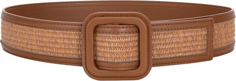 TRIWORKS Straw Woven Belts for Women Wide Waist Leather Boho Briaded Belt No‑Hole Adjustable for Dresses in Saudi Arabia