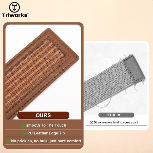 TRIWORKS Straw Woven Belts for Women Wide Waist Leather Boho Briaded Belt No‑Hole Adjustable for Dresses in Saudi Arabia