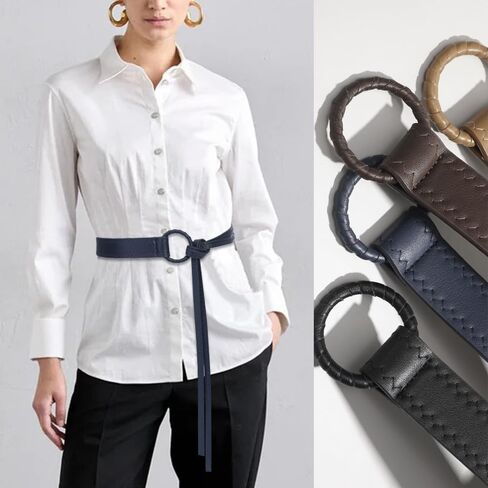 Knotted Waist Belt for Women PU Leather Thin Strap Belt for Dresses in Saudi Arabia