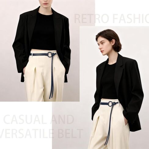 Knotted Waist Belt for Women PU Leather Thin Strap Belt for Dresses in Saudi Arabia