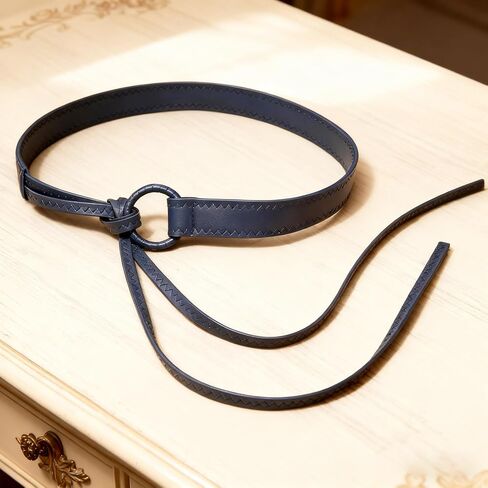 Knotted Waist Belt for Women PU Leather Thin Strap Belt for Dresses in Saudi Arabia