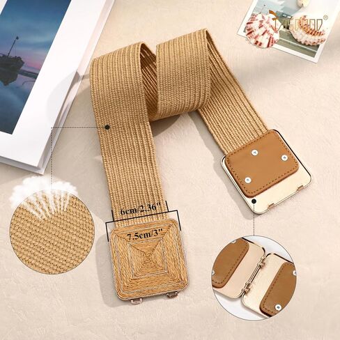 JASGOOD Straw Woven Elastic Belts for Women,Rattan Wide Stretchy belt for Dress and Boho Wear Ladies Raffia Braided Belt in Kuwait