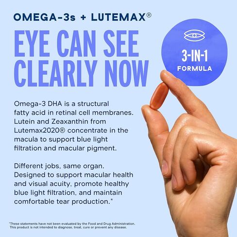 Oceanblue Omega-3 2100 with Lutein & Zeaxanthin - Triple Strength EPA DHA Omega 3 Supplement - Fish Oil for Eye, Brain & Heart Health - Orange Flavor, 90 Softgels (30 Servings) in Saudi Arabia