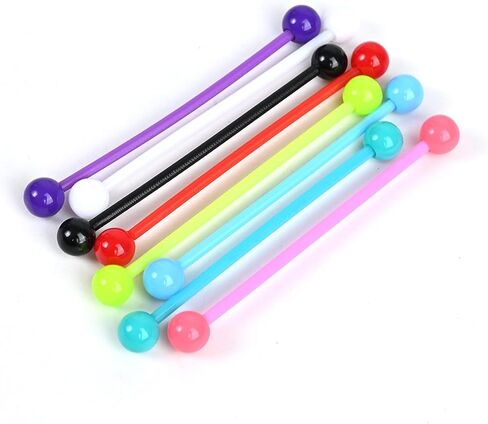 48Pcs Plastic Industrial Piercing Jewelry 14G Industrial Bar Piercing Acrylic Glow in the Dark Industrial Earrings for Women Men Piercing Bar 38mm in Saudi Arabia