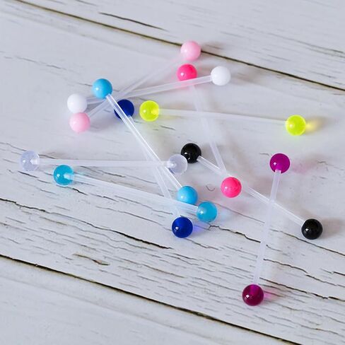48Pcs Plastic Industrial Piercing Jewelry 14G Industrial Bar Piercing Acrylic Glow in the Dark Industrial Earrings for Women Men Piercing Bar 38mm in Saudi Arabia