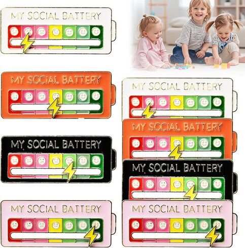8pcs Social Battery Pin,My Social Battery Slider Pin,Mood,Sturdy Alloy,For Clothing Decoration Backpacks Bags Hats Gifts in Saudi Arabia