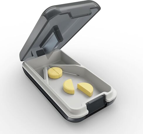 Fullicon Secure Precise Pill Cutter for Small Pills, Safe Tablet Slicer for Large Tiny Pills, Easy to Clean Coupe Pillule Portable Travel (Black) in Saudi Arabia