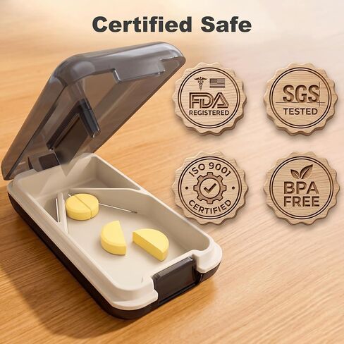Fullicon Secure Precise Pill Cutter for Small Pills, Safe Tablet Slicer for Large Tiny Pills, Easy to Clean Coupe Pillule Portable Travel (Black) in Saudi Arabia