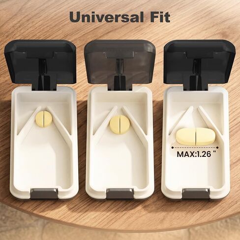 Fullicon Secure Precise Pill Cutter for Small Pills, Safe Tablet Slicer for Large Tiny Pills, Easy to Clean Coupe Pillule Portable Travel (Black) in Saudi Arabia