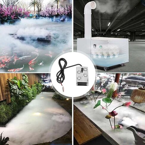 Ultrasonic Fogger Mist Maker 4 Heads DC45~48V 1.5m Cable IP67 4.5L H Output with Food Grade Stainless Steel for Pond Fountain Indoor Outdoor Humidifier in Kuwait