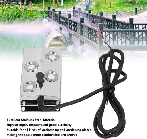 Ultrasonic Fogger Mist Maker 4 Heads DC45~48V 1.5m Cable IP67 4.5L H Output with Food Grade Stainless Steel for Pond Fountain Indoor Outdoor Humidifier in Kuwait