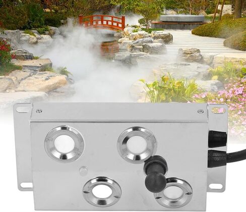 Ultrasonic Fogger Mist Maker 4 Heads DC45~48V 1.5m Cable IP67 4.5L H Output with Food Grade Stainless Steel for Pond Fountain Indoor Outdoor Humidifier in Kuwait