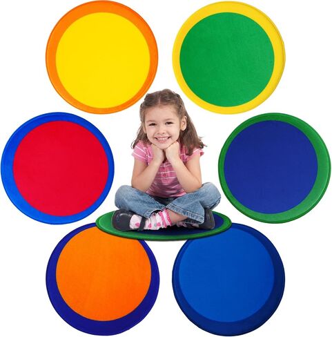 STARUIA 6 Pcs 16" Colorful Kids Carpet Circle Seats Classroom Playroom Rugs, Floor Cushions for Circle Time Round Rug, Soft Non Slip Home School Story Time Group Activity Learning Playing Areas in Saudi Arabia
