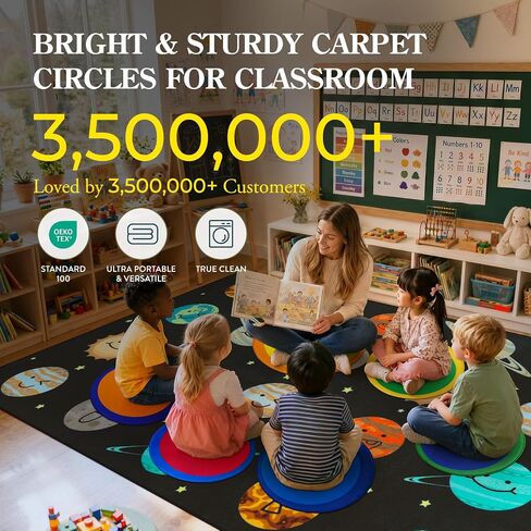 STARUIA 6 Pcs 16" Colorful Kids Carpet Circle Seats Classroom Playroom Rugs, Floor Cushions for Circle Time Round Rug, Soft Non Slip Home School Story Time Group Activity Learning Playing Areas in Saudi Arabia