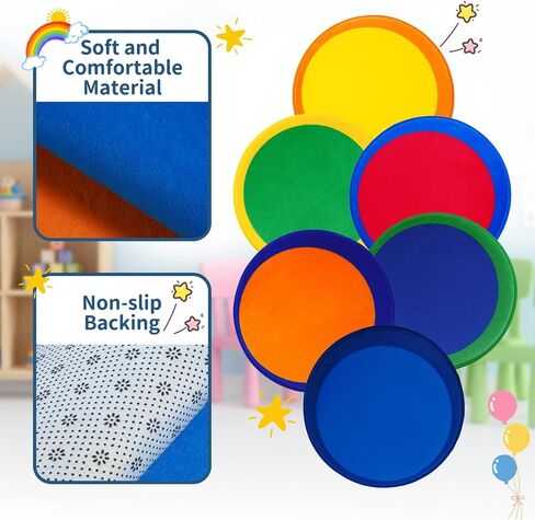 STARUIA 6 Pcs 16" Colorful Kids Carpet Circle Seats Classroom Playroom Rugs, Floor Cushions for Circle Time Round Rug, Soft Non Slip Home School Story Time Group Activity Learning Playing Areas in Saudi Arabia