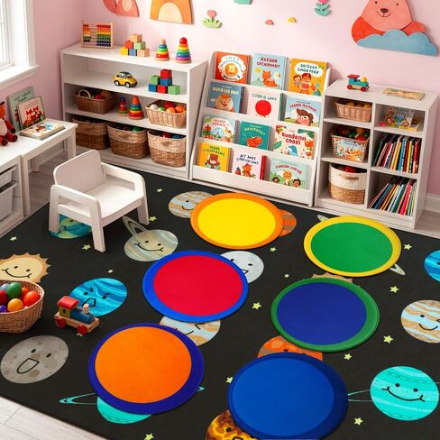 STARUIA 6 Pcs 16" Colorful Kids Carpet Circle Seats Classroom Playroom Rugs, Floor Cushions for Circle Time Round Rug, Soft Non Slip Home School Story Time Group Activity Learning Playing Areas in Saudi Arabia