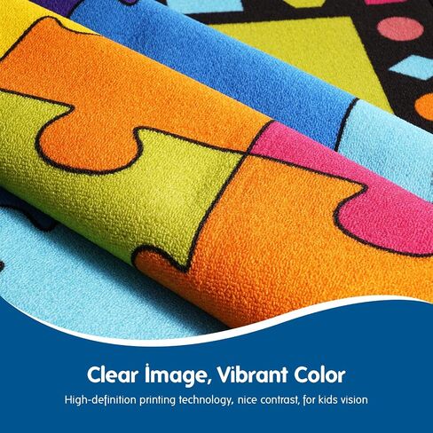 Booooom Jackson Classroom Rug Elementary Puzzle, 9'x12' Large Classroom Carpet Preschool Seating Rugs for School, Preschool Rug with Non-Slip Backing, 24 Seats, 0.2" Thick in Kuwait