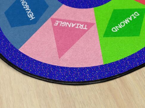 Flagship Carpets Shape Sorter Classroom Educational Area Rug for Kids and Teachers, Durable Quality for Schools, Preschool, Daycare, Learning Centers, and Home, 6' Round - Blue in Kuwait