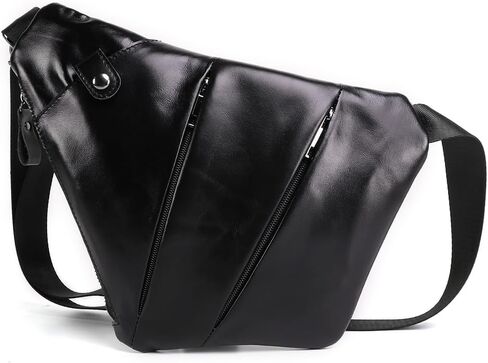 Genuine Leather Anti-theft Sling Chest Pack Men Crossbody Shoulder Bag Segmented Crossover Backpack Business Travel in Kuwait