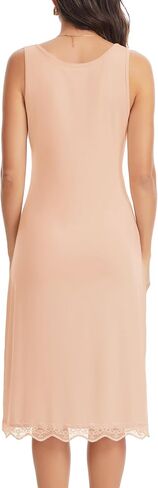 Lovasy Long Slip Dress for Women Lace Wide Straps Full Slips Tank Top Modal Soft Under Dresses Nightgown S-3XL in Saudi Arabia