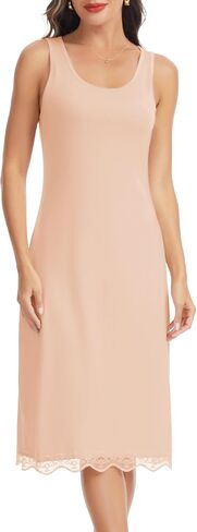 Lovasy Long Slip Dress for Women Lace Wide Straps Full Slips Tank Top Modal Soft Under Dresses Nightgown S-3XL in Saudi Arabia