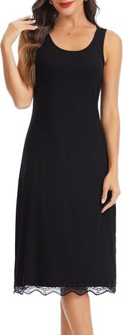 Lovasy Long Slip Dress for Women Lace Wide Straps Full Slips Tank Top Modal Soft Under Dresses Nightgown S-3XL in Saudi Arabia
