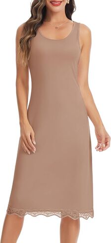 Lovasy Long Slip Dress for Women Lace Wide Straps Full Slips Tank Top Modal Soft Under Dresses Nightgown S-3XL in Saudi Arabia