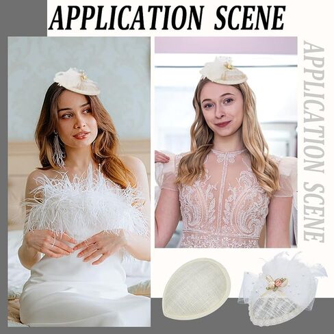 FINGERINSPIRE 4 PCS Sinamay Hat Fascinator Base 5.1x4.1Inch Linen Hat Fascinator Millinery Base Floral White Teardrop Sinamay Hat Base Cocktail Hat Making Base for DIY Craft Millinery Making Material in Kuwait