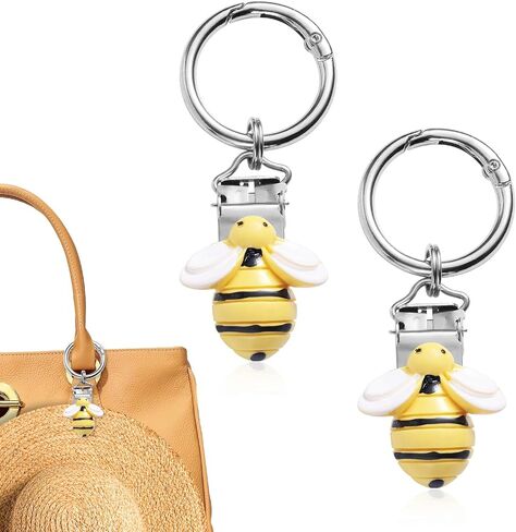 Gosknor 2pcs Hat Holder for Travel on Bag, Cute Bee Shape Hat Clips Resin and Zinc Alloy Fastener Clips for Backpacks Wallets Luggage Practical Travel Accessories (Yellow) in Kuwait