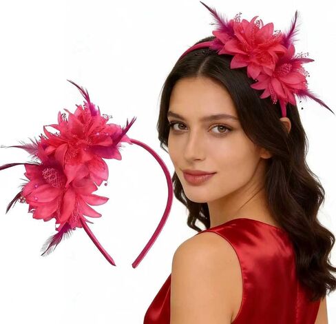 Fascinators for Women Ribbon Feather Tea Party Headwear in Saudi Arabia