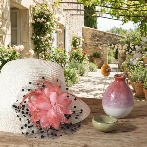 Molain Fascinators Hat for Women Tea Party, Feather Mesh Headband Hair Clip Vintage Cocktail Wedding Church Hat(Rose Red) in Kuwait