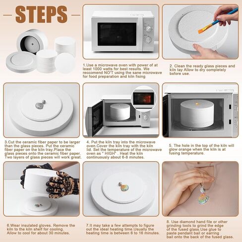 Tujoe Large Microwave Kiln with 50 Pcs Kiln Paper Professional Glass Jewelry DIY Tools Ceramic Kiln Pottery Kilns Kit for Home Use Glass Fusing Melting Jewelry Making Fuseworks Beginners in Kuwait