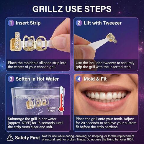 2 Pcs Rhinestone Gold Grills Heart Hollow Teeth Grills Golden Dental Caps for Men Women Hip Hop Rapper Outfits Costume Accessory Halloween Party Top Bottom Removable in Kuwait