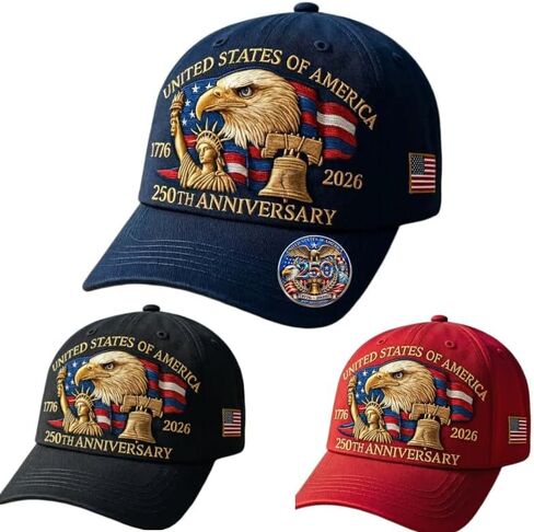 United States 250th Anniversary Hat with Lapel Pin USA Baseball Cap 1776-2026 Adjustable Patriotic Eagle Caps for Men Women in Kuwait