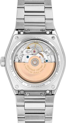 Frederique Constant Mens Swiss Automatic Highlife COSC Silver-Tone Stainless Steel Watch with Bracelet and Additional Navy Rubber Strap, Style: FC-303BL3NH6B in Saudi Arabia