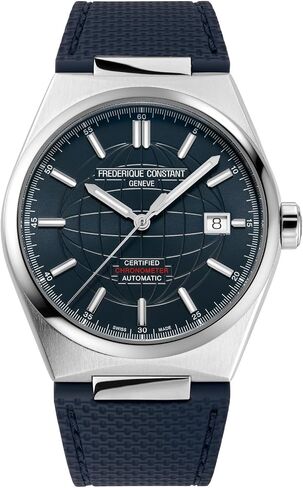 Frederique Constant Mens Swiss Automatic Highlife COSC Silver-Tone Stainless Steel Watch with Bracelet and Additional Navy Rubber Strap, Style: FC-303BL3NH6B in Saudi Arabia