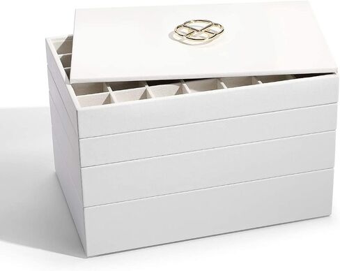 VLANDO Stackable 4-Layer Jewelry Tray - Multipurpose Jewelry Accessories Display Storage and Organizer for Earring Necklace Bracelet Ring, Grey in Kuwait