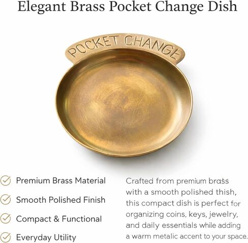 Gold Pocket Change Coin Dish Jewelry Tray Vintage Trinket Dish Solid Brass Candle Piller Holder Retro Design for Rings, Earrings Perfect for Housewarming, Wedding, Friends, Wife, Dad in Saudi Arabia
