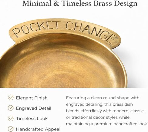 Gold Pocket Change Coin Dish Jewelry Tray Vintage Trinket Dish Solid Brass Candle Piller Holder Retro Design for Rings, Earrings Perfect for Housewarming, Wedding, Friends, Wife, Dad in Saudi Arabia