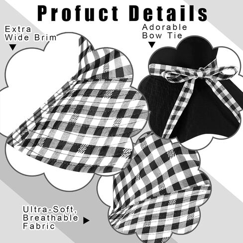 Reversible Wide Brim Bucket Hat for Women Sun Hat Checkered Plaid Summer Beach Double Side Wear with Bow UV Protection Fishing Hats Black and White in Kuwait