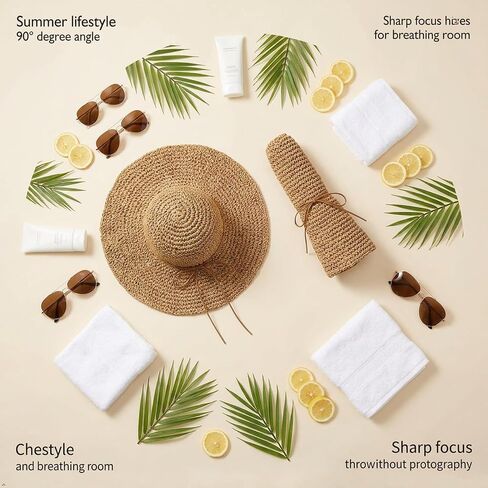 Straw Beach Hat for Women, Wide Brim Floppy Sun Hat, Packable Foldable Roll Up Cap for Travel Vacation Tan/Brown in Saudi Arabia