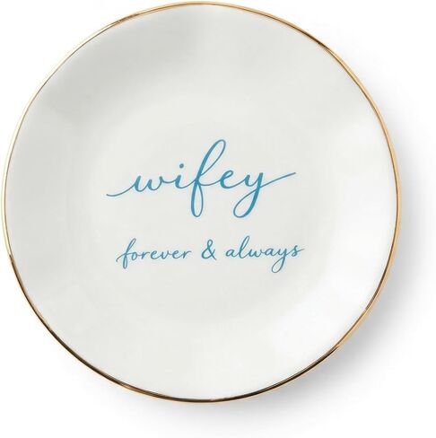 CHOIEO Mrs Ring Dish Jewelry Dish, Bride Mrs Est 2026 Wifey Engaged Trinket Tray, Ceramic Ring Holder Jewelry Tray with Blue Floral Design, Something Blue Bridal Shower Engagement (Engaged 2026) in Kuwait