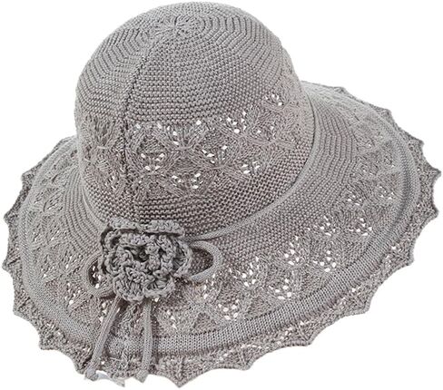 Womens Ruffled Flowers Summer Beach Hat Wide Brim Knitted Sun Hats Foldable Floppy Summer Cap for Travel Decoration in Kuwait