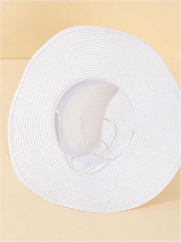 Floerns Women's Summer Bow Tie Straw Hats Wide Brim Foldable Sun Protection Floppy Beach Hat in Kuwait