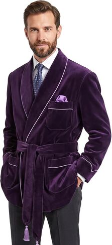 Men's Purple Smoking Robes Jackets Evening Wear Velvet Smoking Jackets Coats in Saudi Arabia