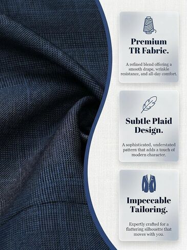 Mens Blazer Two Buttons Suit Jacket for Men Business Slim Fit Dark Blue Stripes Plaid Casual Sport Coats 2X-Large in Saudi Arabia