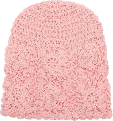 ZLYC Women Cotton Crochet Beanie Handmade Knit Flower Summer Slouchy Skull Hat in Kuwait