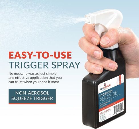 Epic Medical Supply Hydrogen Peroxide Spray 3% USP - First Aid Antiseptic for Cuts & Scrapes - Multi-Purpose Cleaner - 8oz / 236ml Trigger Spray Bottle (1) in Kuwait