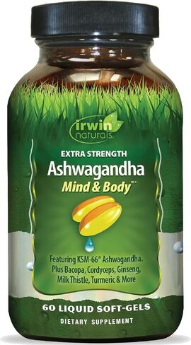 Irwin Naturals Extra Strength Ashwagandha Mind & Body – 60 Liquid Soft-Gels in Kuwait