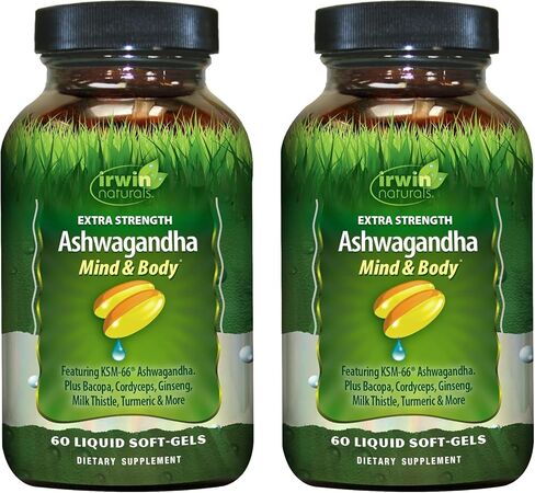 Irwin Naturals Extra Strength Ashwagandha Mind & Body – 60 Liquid Soft-Gels in Kuwait